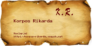 Korpos Rikarda névjegykártya